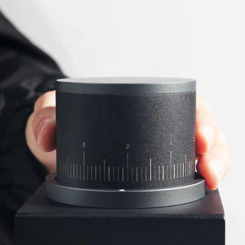 Stylish black white tilted coffee grinder 005 Tanzania home barista