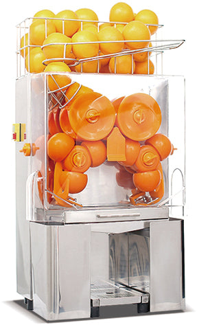 2000E-1 Automatic Orange Juicer with stainless steel body, high capacity, and sleek design for commercial juicing applications.