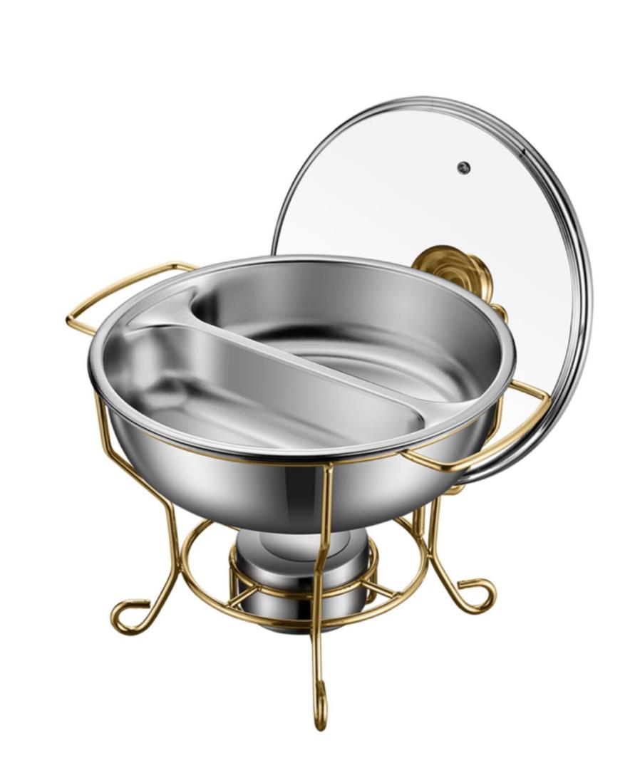 Luxury golden buffet chafing dish DZW-B280 with partitions East Africa