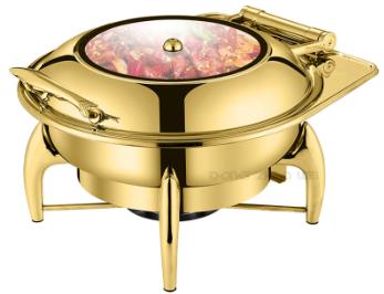 DZW-G208 luxury hydraulic round golden chafing dish 6.0L Tanzania
