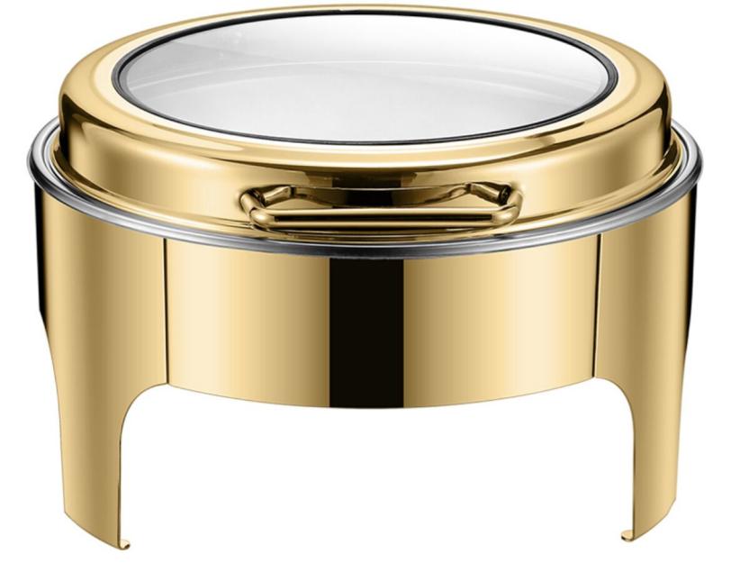 DZW-G321 6.0L round golden chafing dish with glass window Tanzania