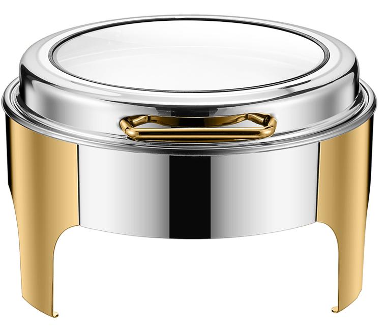 DZW-HG321 6.0L round half golden chafing dish with glass window Tanzania