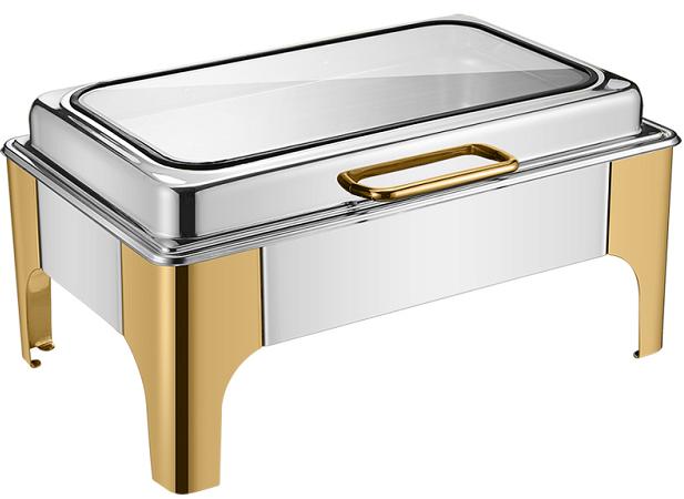 DZW-HG323 9.0L rectangular half golden chafing dish with glass window Tanzania