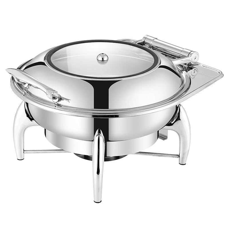 DZW-S208 luxury hydraulic round chafing dish 6.0L silver Tanzania