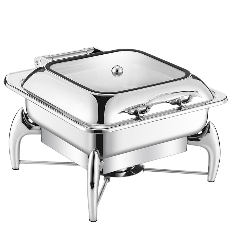 DZW-S218 luxury hydraulic square silver chafing dish 6.0L Tanzania