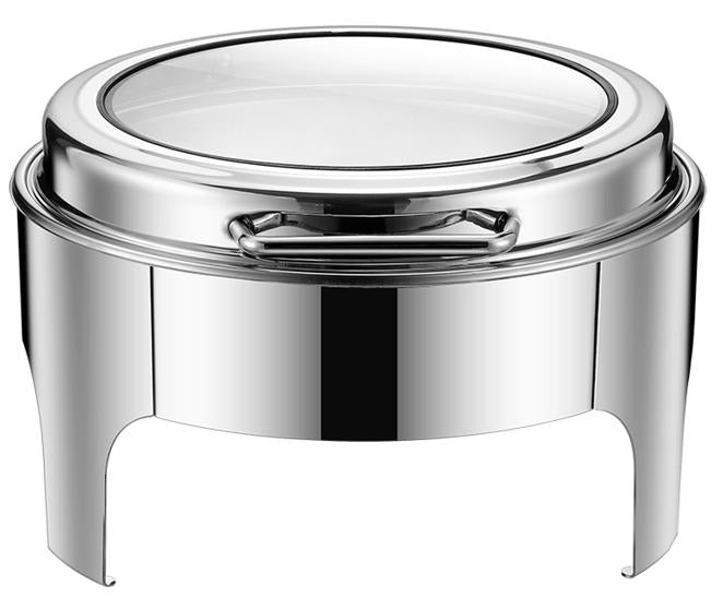 DZW-S321 6.0L round silver chafing dish with glass window Tanzania
