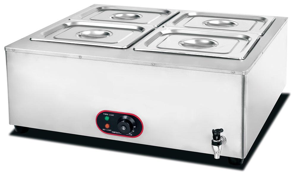 HB-750 electric bain marie – 4 pan commercial food warmer with water tap Tanzania