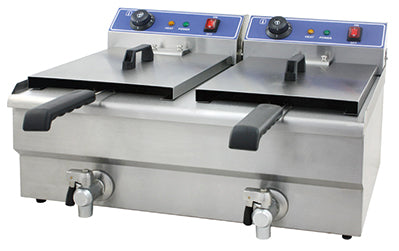 HEF-102V 10+10L twin-tank electric fryer with 6KW power in stainless steel