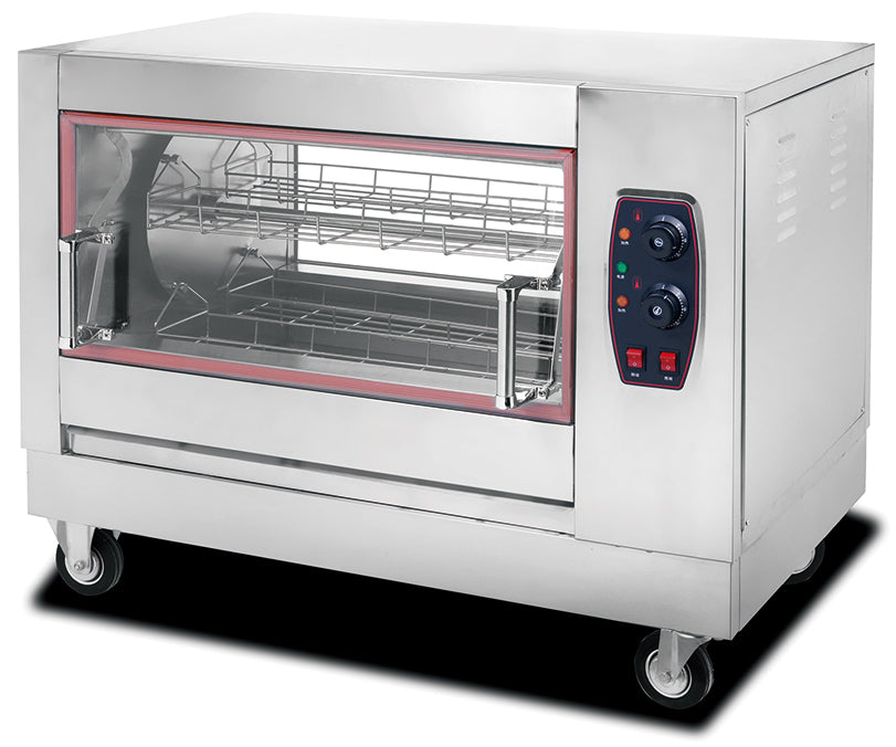 HEJ-268 electric chicken rotisserie with 4 baskets, stainless steel design for commercial use.