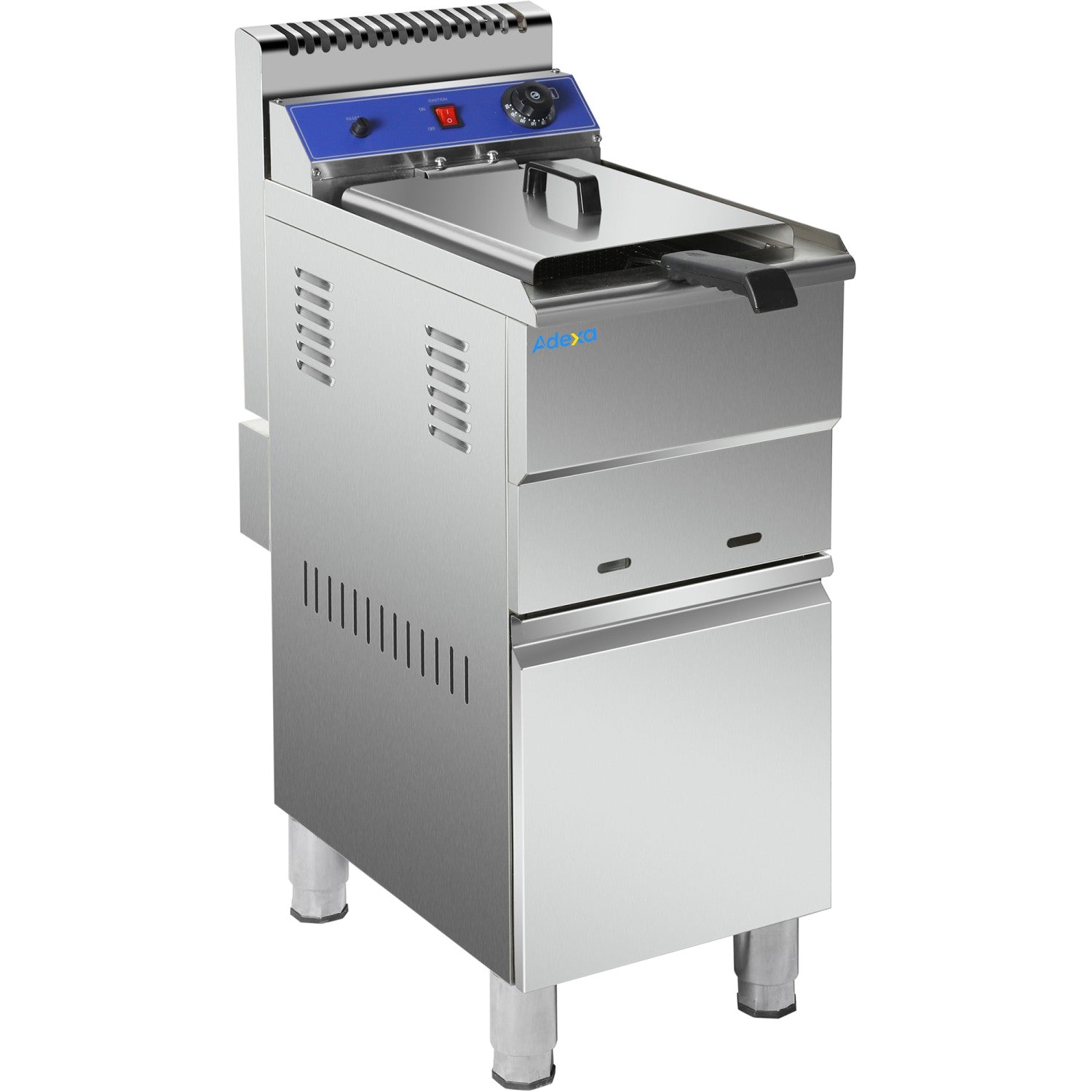 HGF-181C commercial stainless steel gas fryer with 18L capacity and temperature range of 50-190°C.