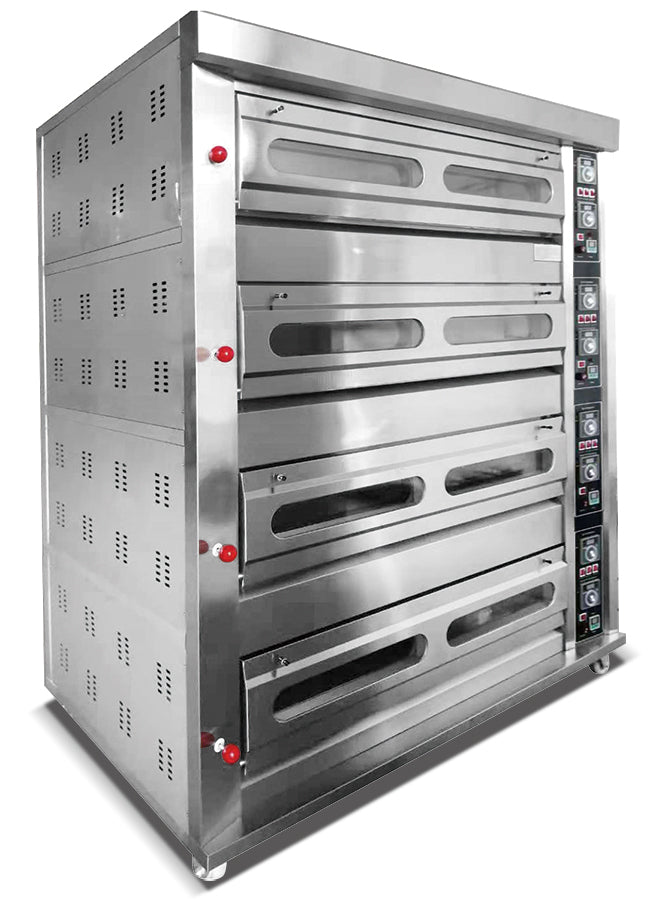 HGO-412 4-Deck 12-Tray Gas Deck Oven for large-scale commercial baking.
