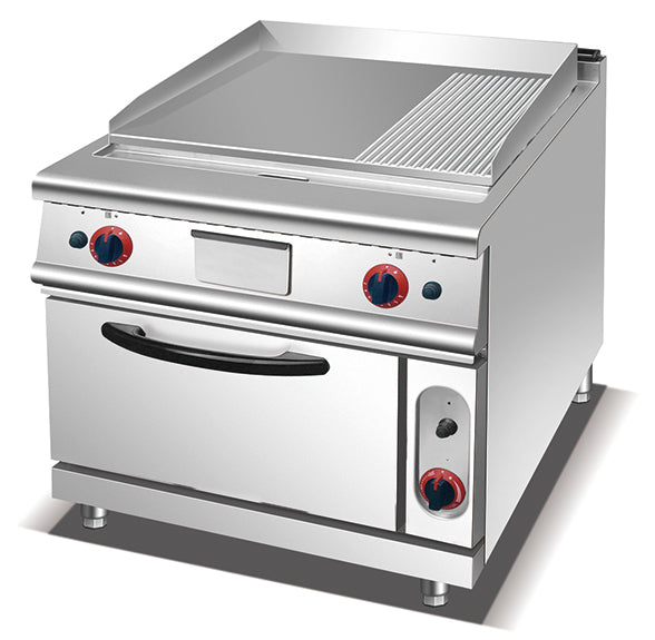 HGR-913 – 17.6kW – Gas Griddle (2/3 Flat, 1/3 Grooved) with Gas Oven – Commercial.