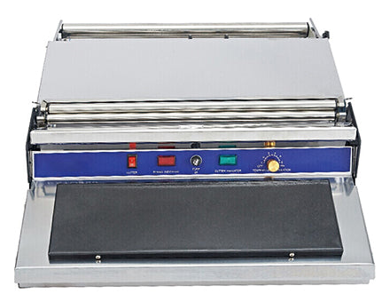 HWM-430 food wrapping machine with 0.75KW power for commercial use, compact and efficient.