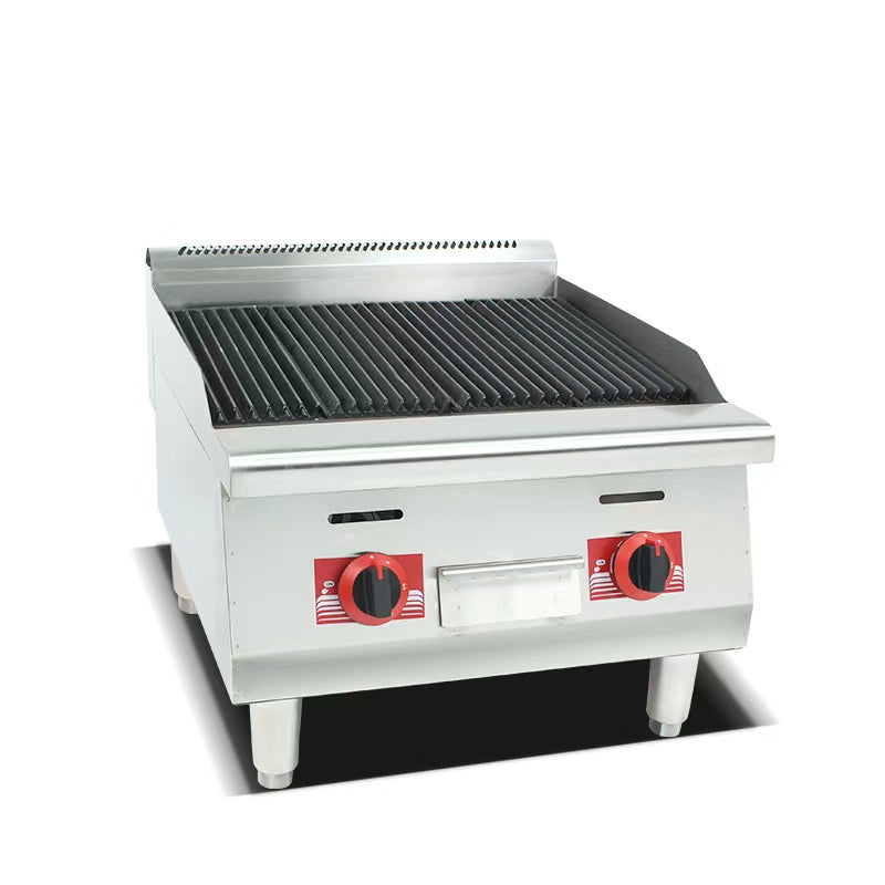 WG-GH-24H – 2-Burner – Gas BBQ Lava Rock Grill – 9kW – Commercial.