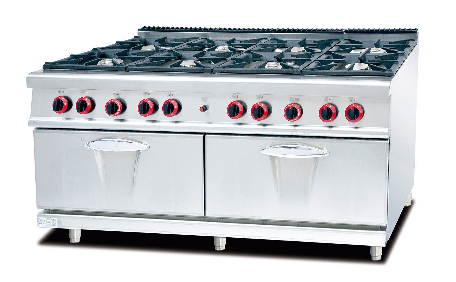 WG-GH-987AA – 8-Burner Gas Range with Oven – Commercial LPG.