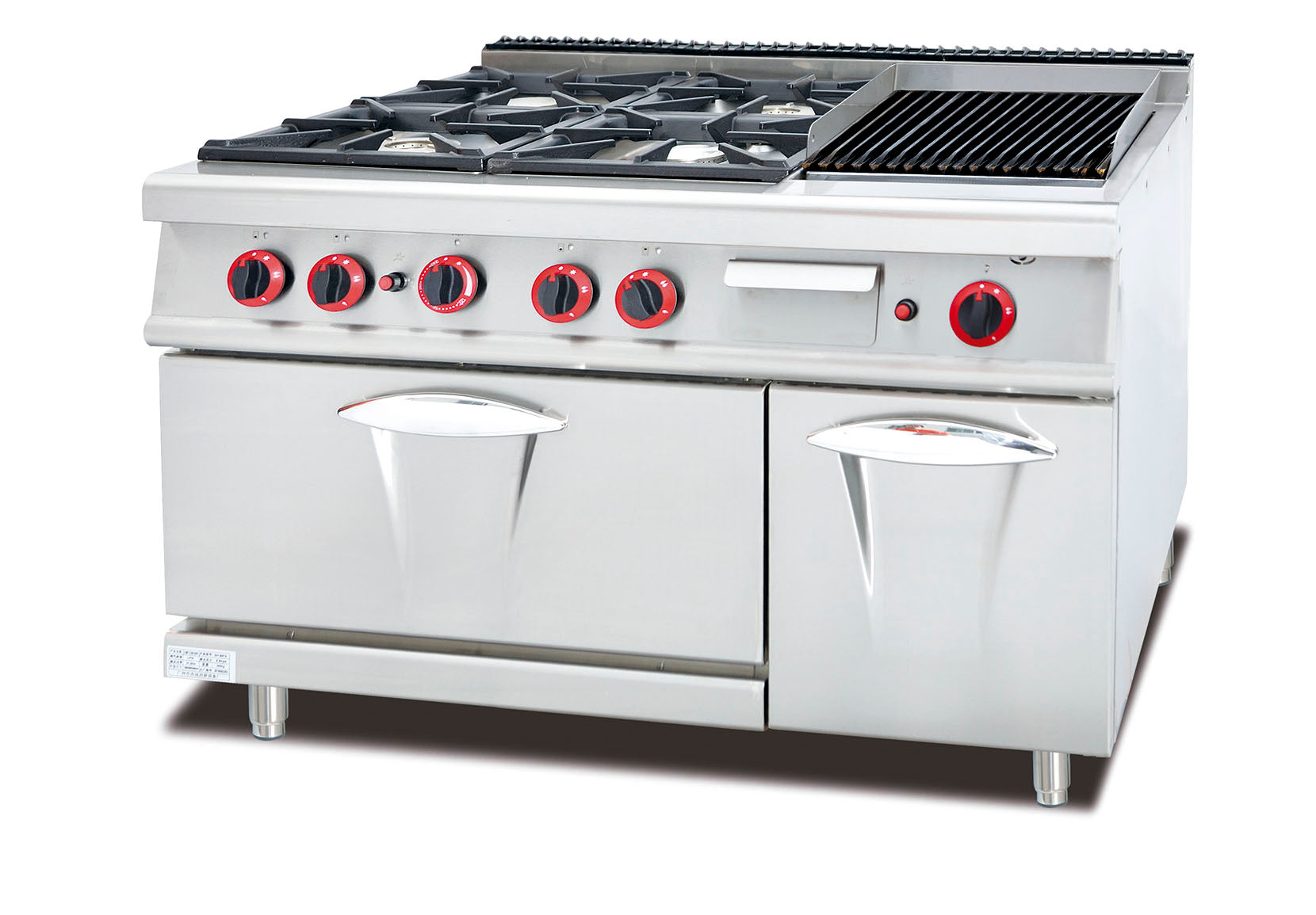 WG-GH-999A – 4-Burner Gas Range with Lava Rock Grill & Oven – 92,124 BTU.