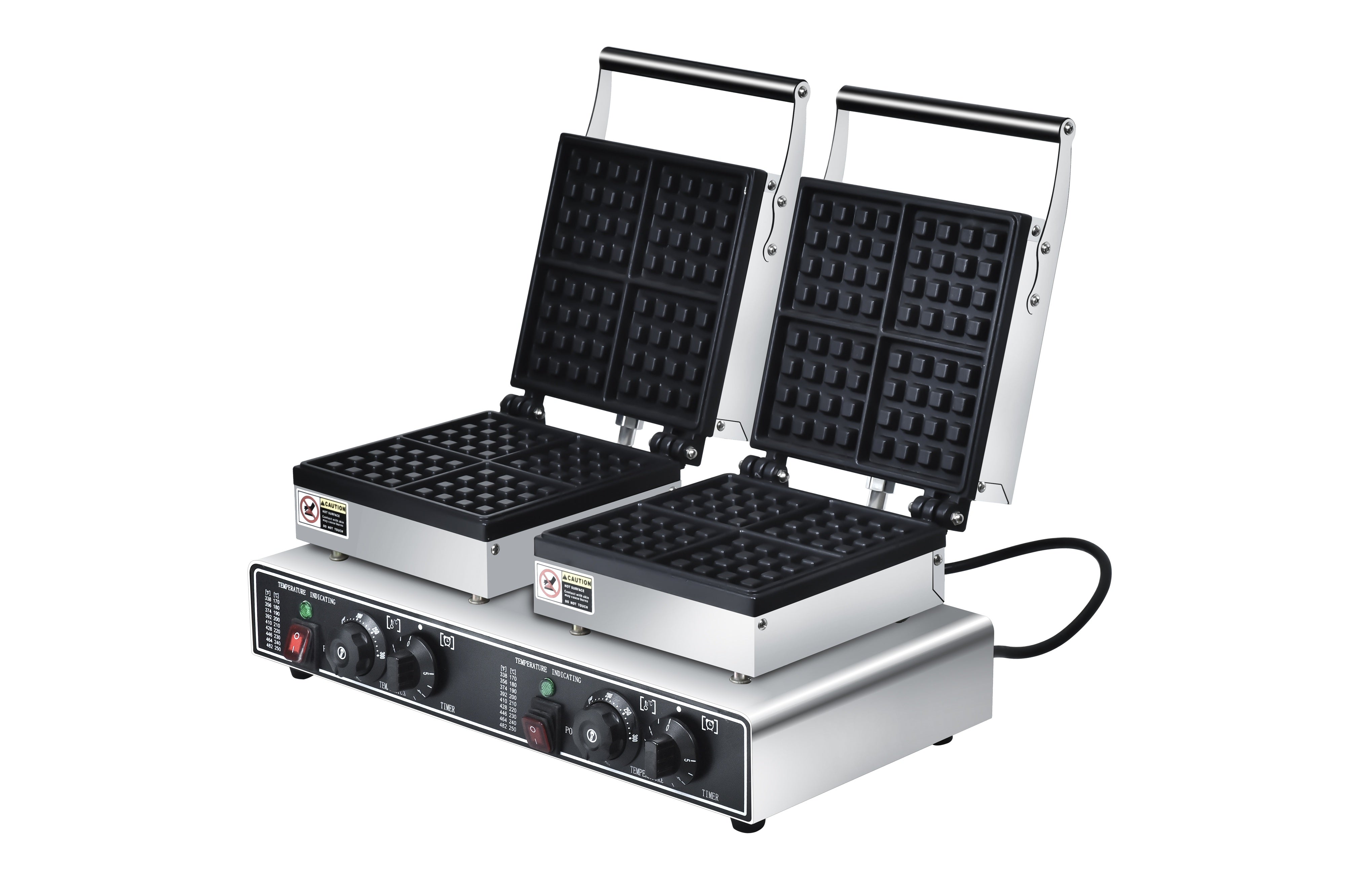 WG-HF-4S-2 – 3.2kW – Double Head 4-Plate Square Waffle Machine (4×4) – Commercial.