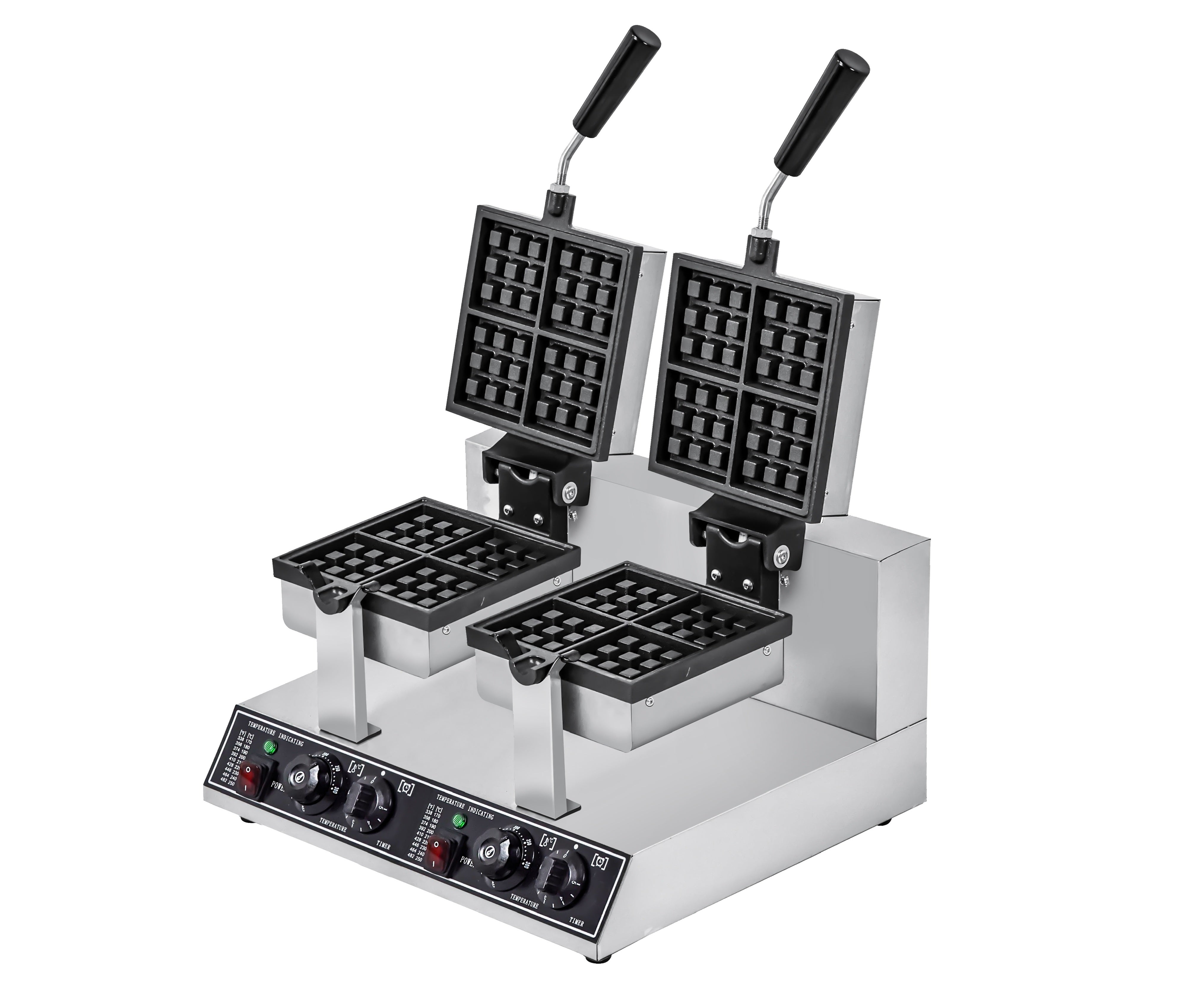 WG-RHF-4S-2 – 2 Plate 4pc (3×3) – Square Waffle Machine – Commercial.