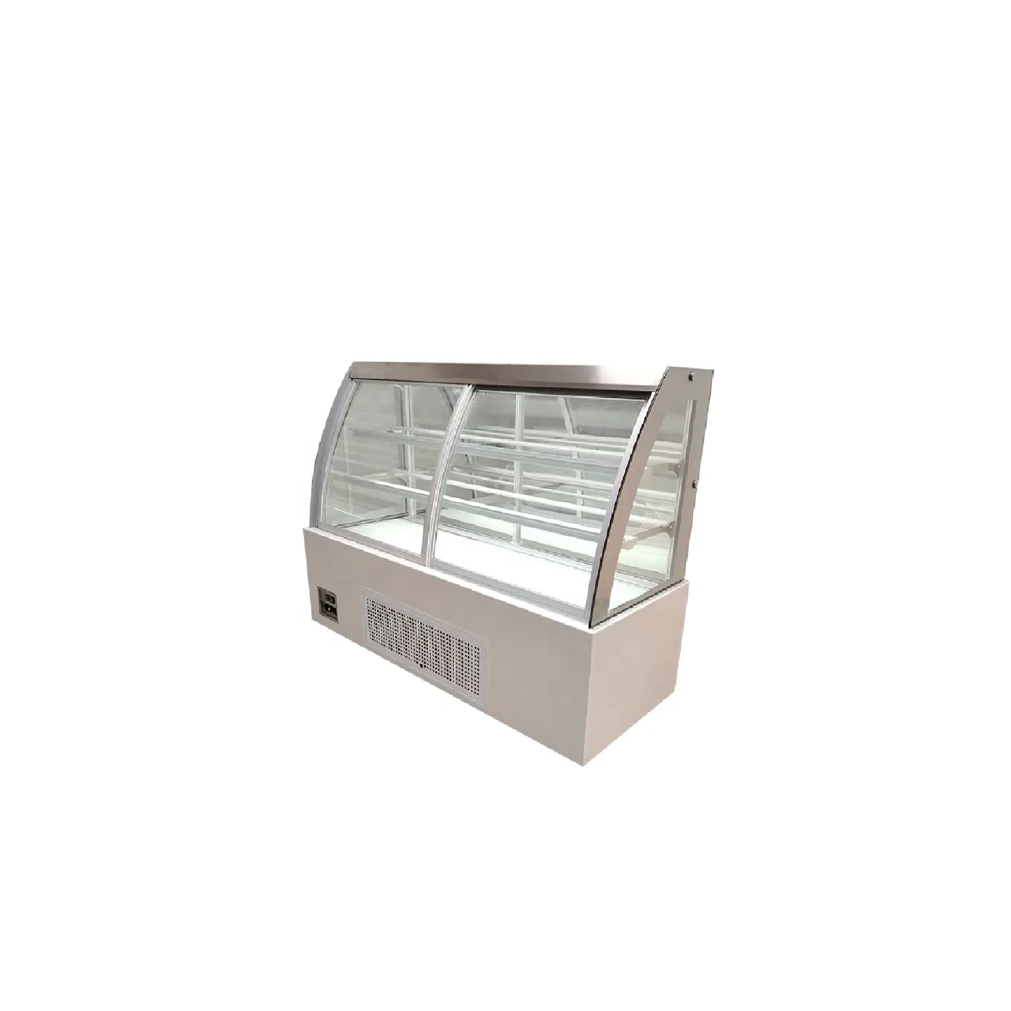 Elegant 1500mm cake showcase with fan cooling and 2-10°C temperature control, perfect for professional bakery displays.