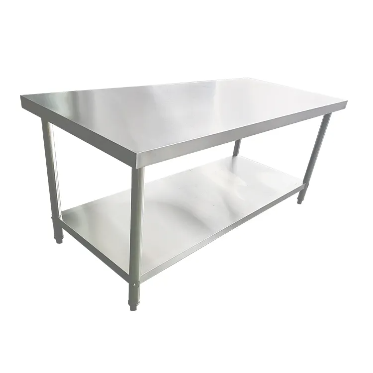 2-layer SS304 stainless steel work table with dimensions of 1800x600x800mm for professional use.