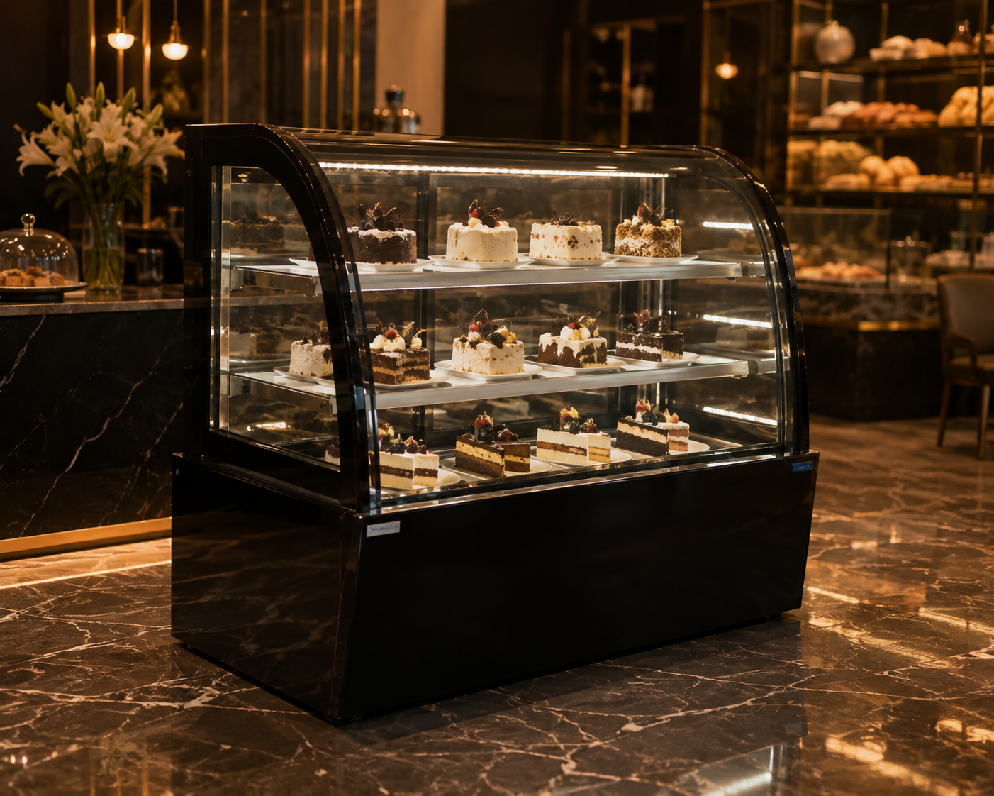 WG-HX-90 900mm Cambered Cake Showcase Display Chiller – commercial kitchen equipment Tanzania