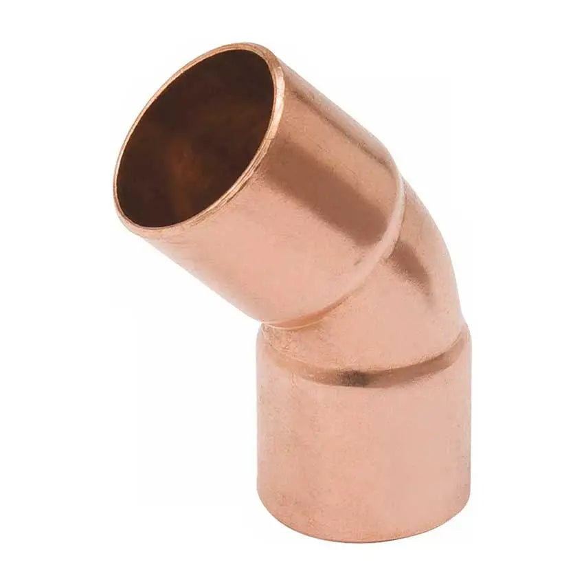 1 3/8" 45° Copper Elbow Fitting for HVAC and refrigeration systems.