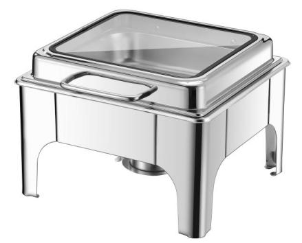 DZW-S322 6.0L square silver chafing dish with glass window Tanzania