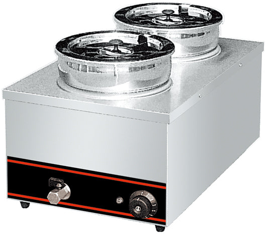 HB-M2 Tabletop Bain Marie with 2 pans, perfect for compact food warming in restaurants and catering.