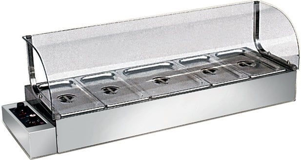 HBM-143 Electric Bain Marie with 4 pans, designed for compact commercial kitchens and catering services.