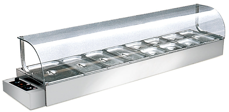 HBM-183 Electric Bain Marie with 8 pans for high-volume food warming in commercial kitchens and catering services.