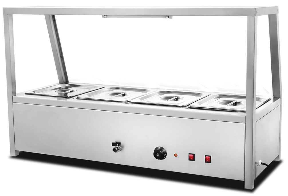 HBM-21-4 Tabletop Bain Marie with 6 pans, ideal for warming and serving food in commercial settings.