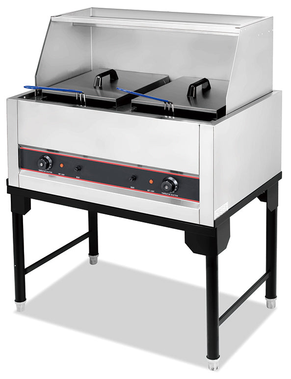 HEF-912 2-Tank 2-Basket Electric Fryer with a total 42L capacity and stainless steel body for heavy-duty frying.