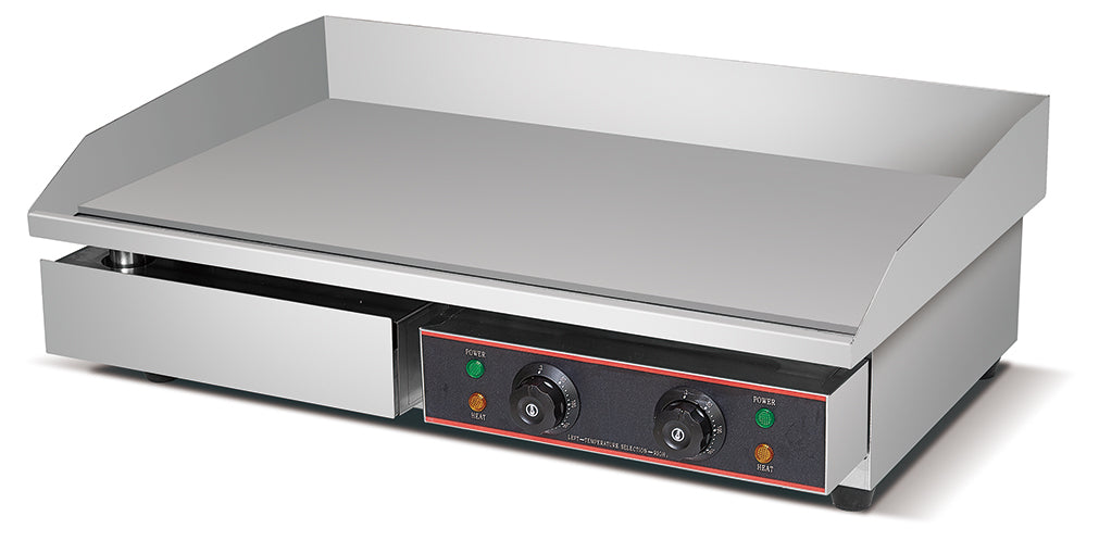 HEG-820 Electric Griddle with a 730x470mm cooking surface and 4.4KW power, designed for professional cooking needs.