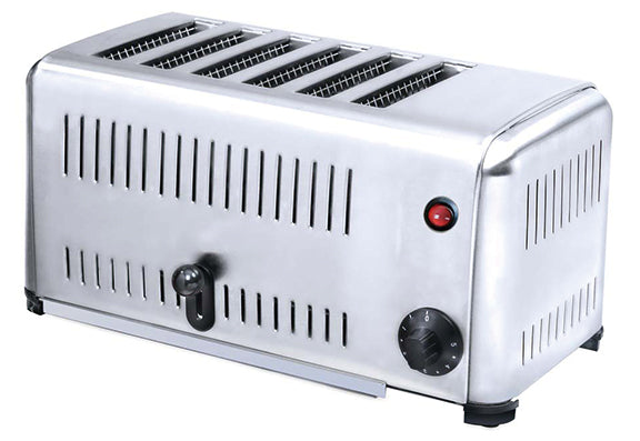 HET-6 6-slice commercial toaster with 3.2KW power for high-demand food service establishments.