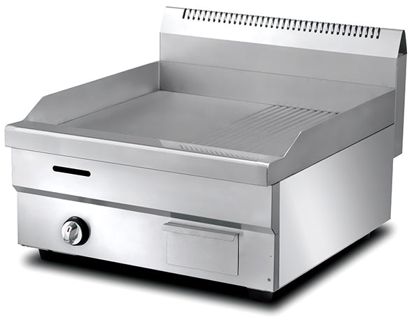 HGG-600-2 600mm gas griddle commercial kitchen equipment Tanzania with flat and grooved cooking surface