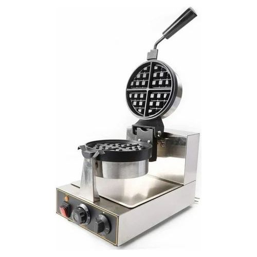 HWB-1R 1-plate commercial waffle baker with 1.2KW power and stainless steel construction.