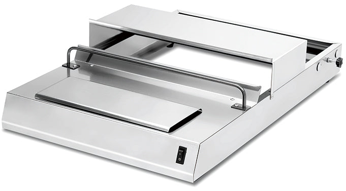 HWM-430 food wrapping machine with 0.75KW power for commercial use, compact and efficient.