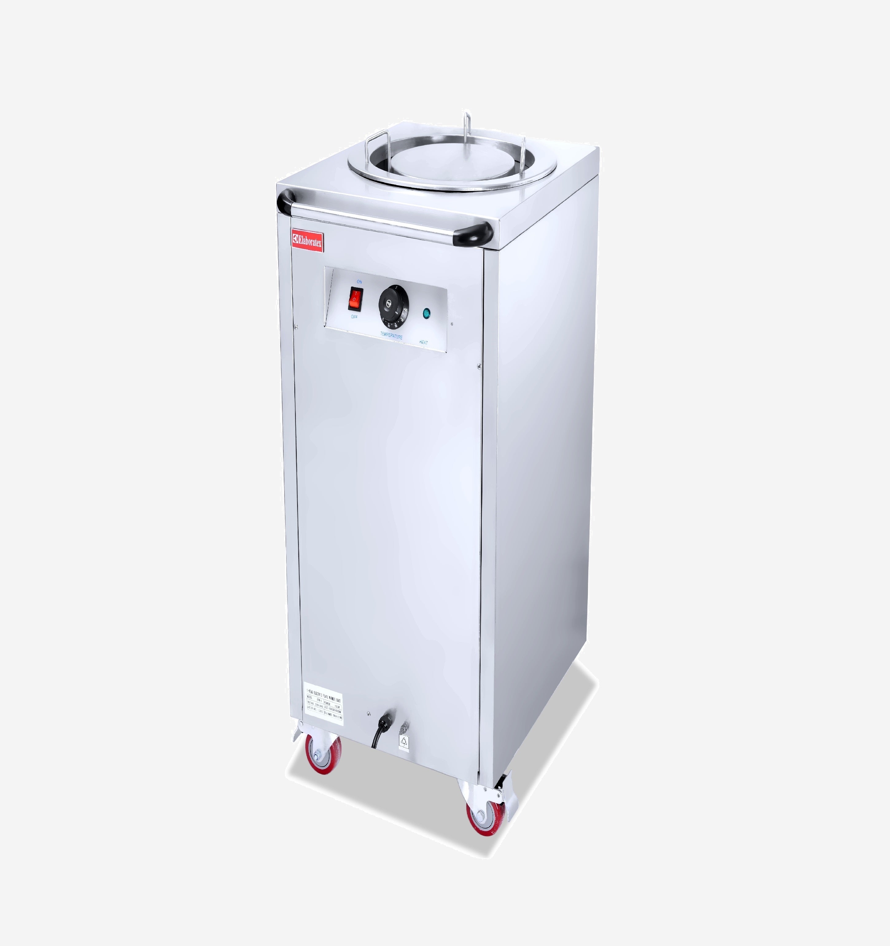 HWP-1 1-head electric plate warmer cart with 0.4KW power, stainless steel design for commercial kitchens.